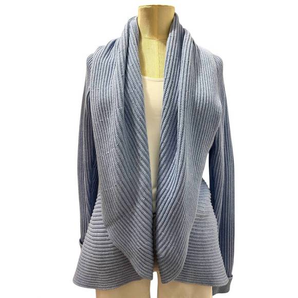 NEW REPEAT CASHMERE cotton cocoon cardigan in blue - Picture 1 of 1